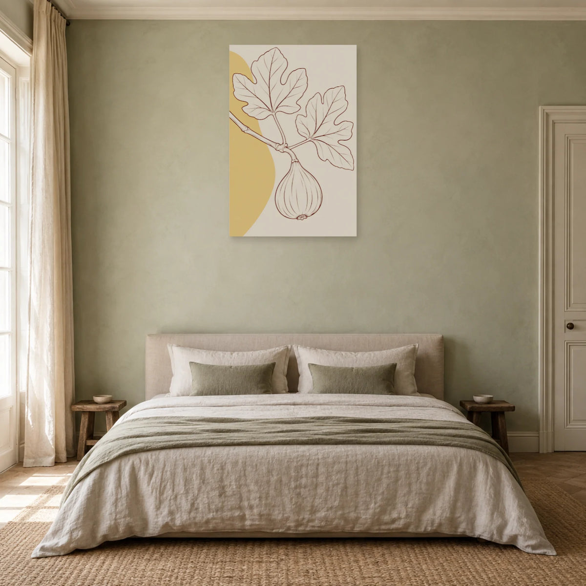 Affiche dessin au trait branche de figuier dans une chambre - Art Virtuoso