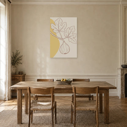 Affiche dessin au trait branche de figuier dans une salle à manger - Art Virtuoso