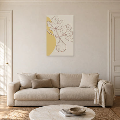 Affiche dessin au trait branche de figuier dans un salon - Art Virtuoso