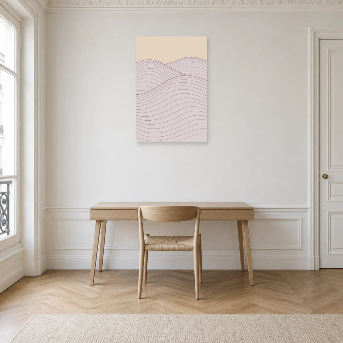Affiche dessin au trait collines ondulées dans un bureau - Art Virtuoso