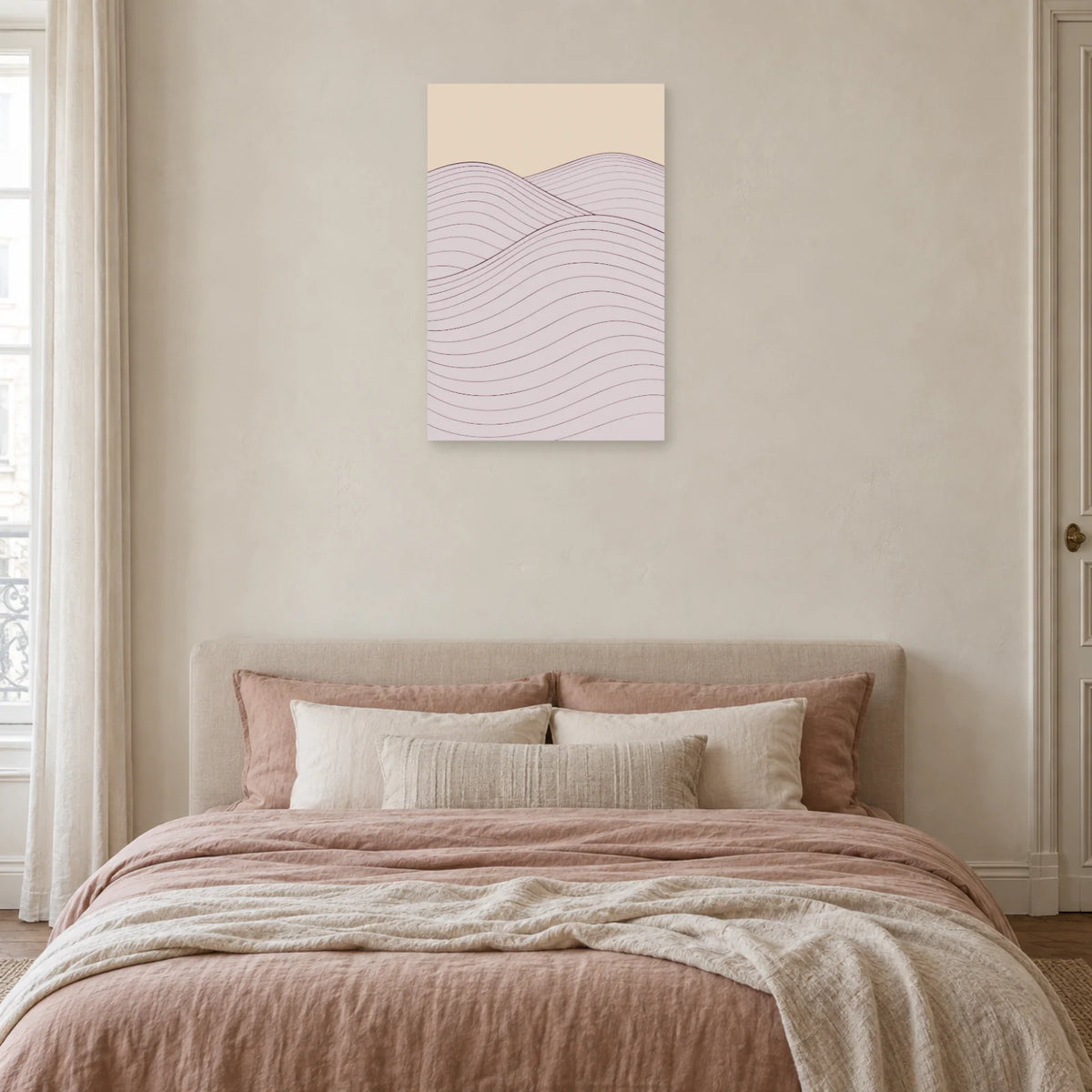Affiche dessin au trait collines ondulées dans une chambre - Art Virtuoso