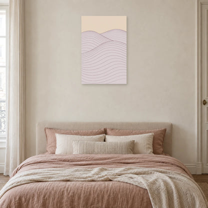 Affiche dessin au trait collines ondulées dans une chambre - Art Virtuoso