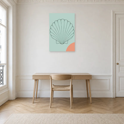 Affiche dessin au trait coquillage éventail dans un bureau - Art Virtuoso