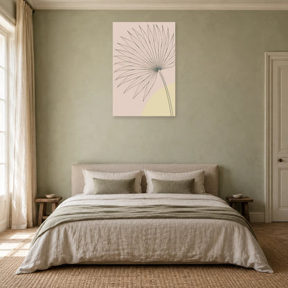 Affiche dessin au trait feuille de palme dans une chambre - Art Virtuoso
