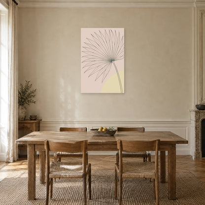 Affiche dessin au trait feuille de palme dans une salle à manger - Art Virtuoso