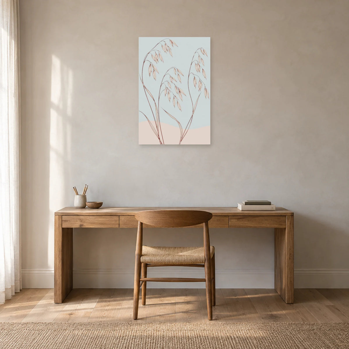Affiche dessin au trait graminées dansantes dans un bureau - Art Virtuoso