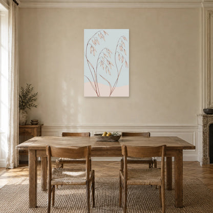 Affiche dessin au trait graminées dansantes dans une salle à manger - Art Virtuoso