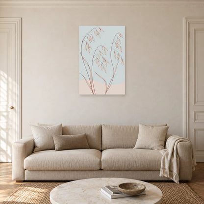 Affiche dessin au trait graminées dansantes dans un salon - Art Virtuoso