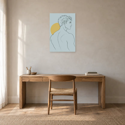 Affiche dessin au trait homme et ligne d'épaule dans un bureau - Art Virtuoso