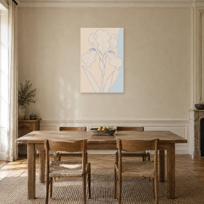 Affiche dessin au trait iris déplié dans une salle à manger - Art Virtuoso