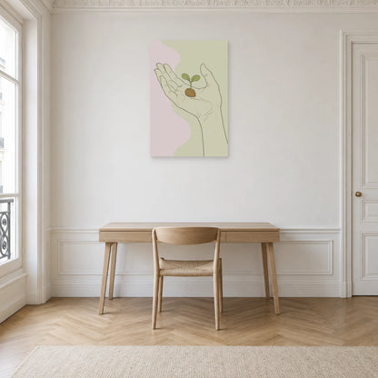 Affiche dessin au trait main et graine dans un bureau - Art Virtuoso
