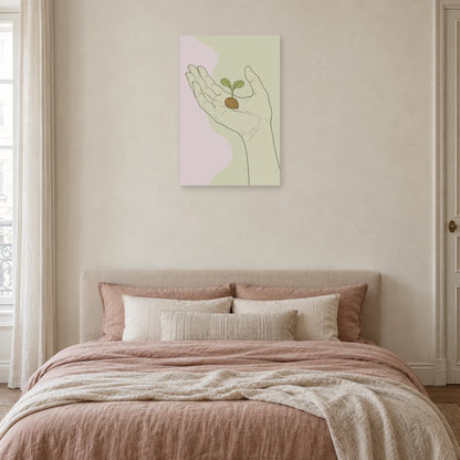 Affiche dessin au trait main et graine dans une chambre - Art Virtuoso
