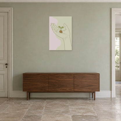 Affiche dessin au trait main et graine dans une entrée ou un couloir - Art Virtuoso