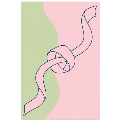 Affiche dessin au trait ruban noué, dessin au trait / illustration linéaire / aplats colorés verticale, format 40 × 60 cm