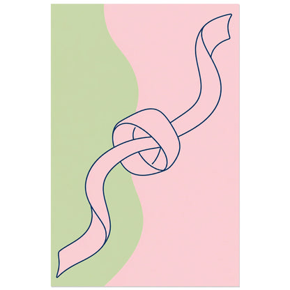 Affiche dessin au trait ruban noué, dessin au trait / illustration linéaire / aplats colorés verticale, format 60 × 90 cm