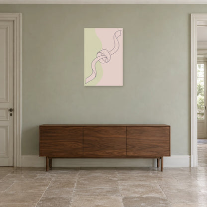 Affiche dessin au trait ruban noué dans une entrée ou un couloir - Art Virtuoso