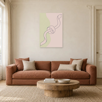 Affiche dessin au trait ruban noué dans un salon - Art Virtuoso