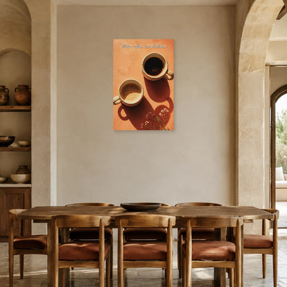 Affiche Deux cafés, une histoire dans une salle à manger - Art Virtuoso