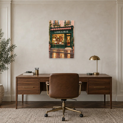 Affiche devanture de librairie verte dans un bureau - Art Virtuoso