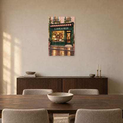 Affiche devanture de librairie verte dans une salle à manger - Art Virtuoso