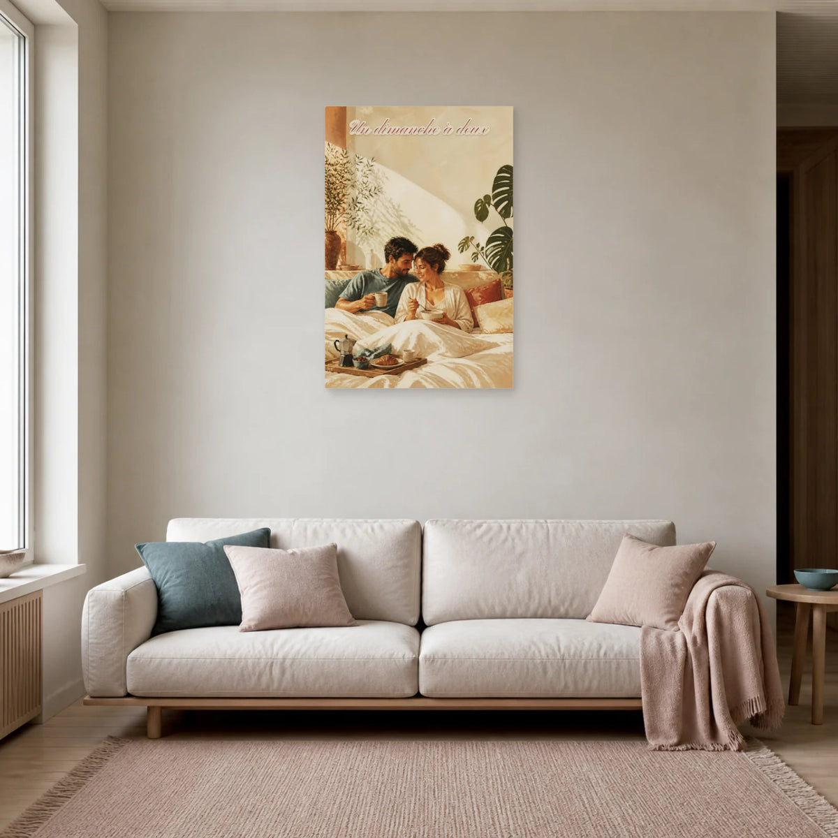 Affiche Un dimanche à deux - Chambre romantique dans un salon - Art Virtuoso