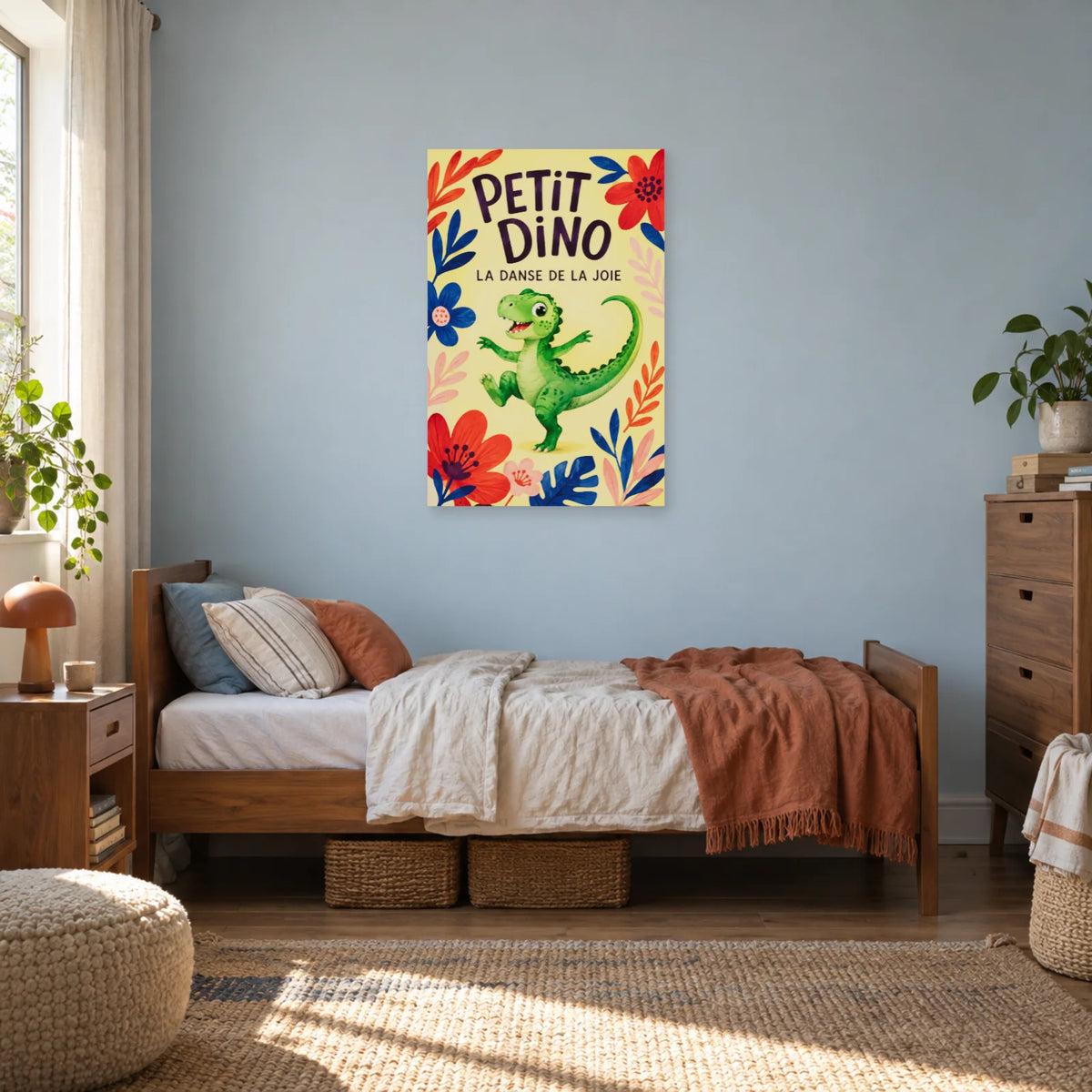 Affiche Petit dino - La danse de la joie dans une chambre - Art Virtuoso