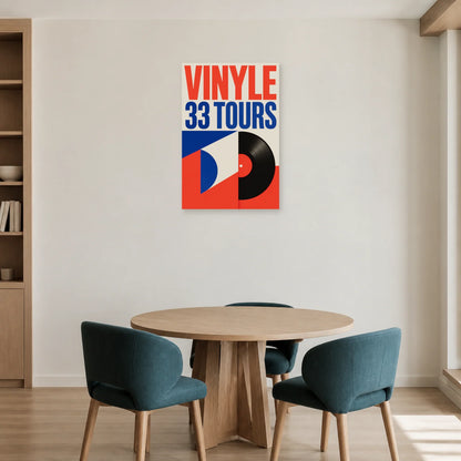 Affiche Disque vinyle – 33 tours dans une salle à manger - Art Virtuoso