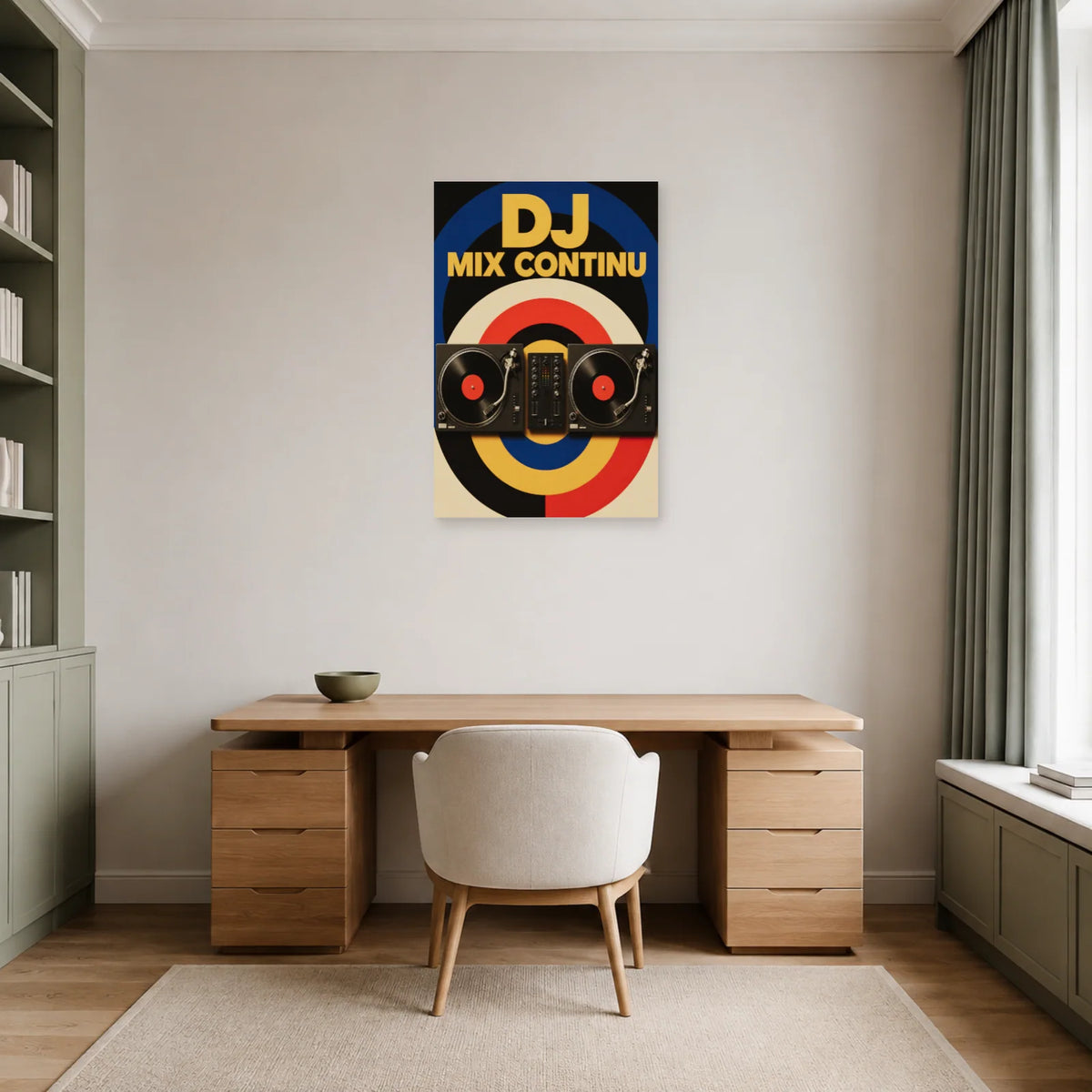 Affiche DJ - Mix continu dans un bureau - Art Virtuoso
