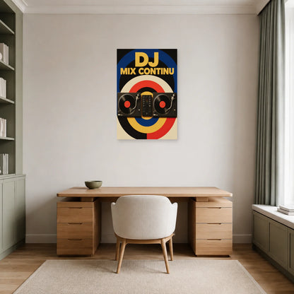 Affiche DJ - Mix continu dans un bureau - Art Virtuoso