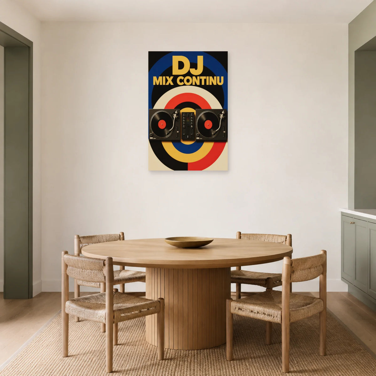 Affiche DJ - Mix continu dans une salle à manger - Art Virtuoso