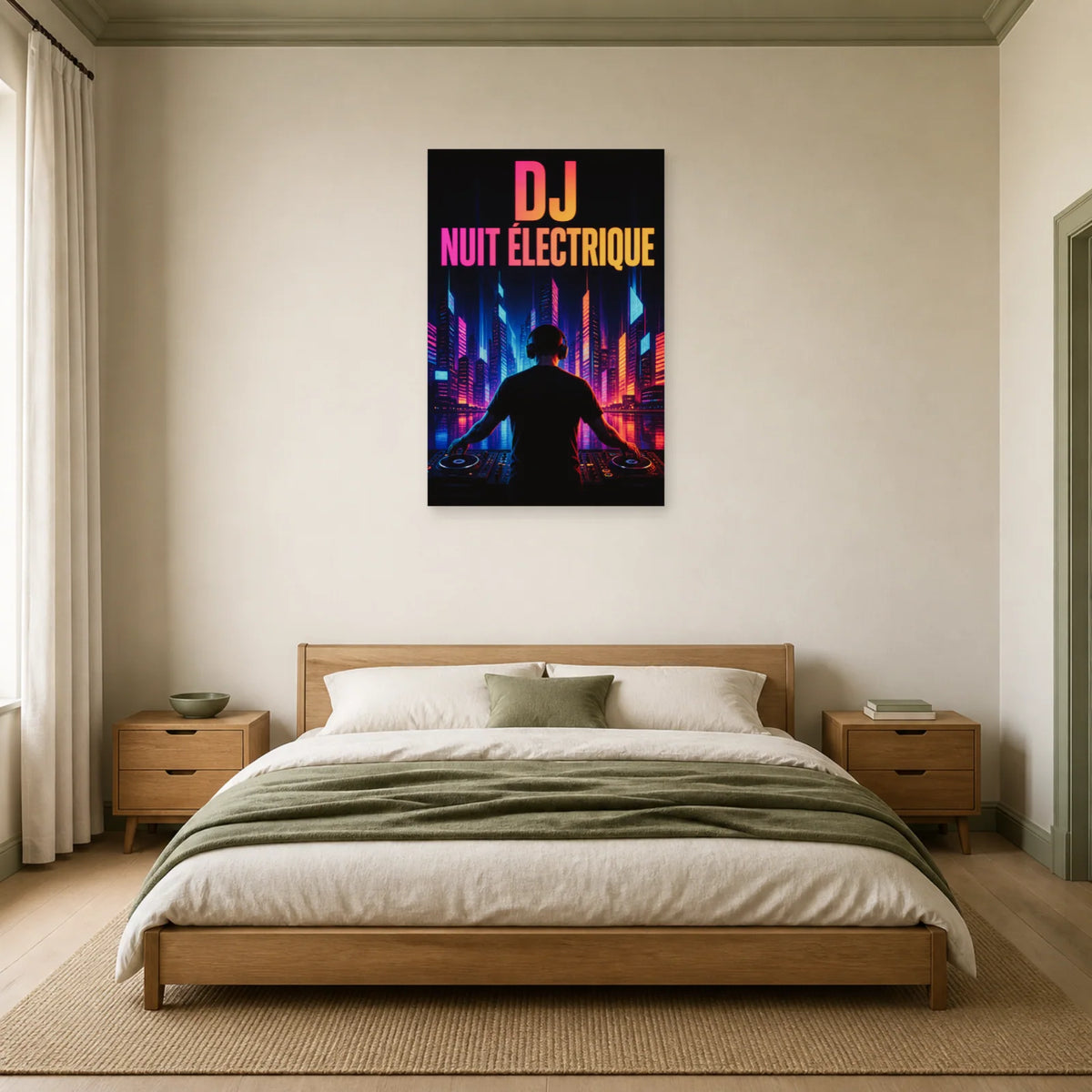 Affiche DJ - Nuit electrique dans une chambre - Art Virtuoso