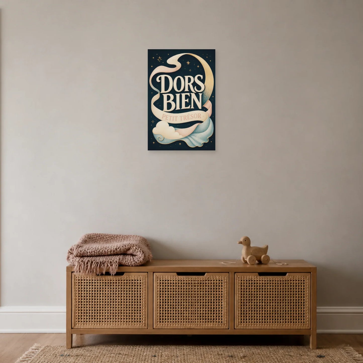 Affiche Dors Bien – Petit Trésor dans une entrée ou un couloir - Art Virtuoso