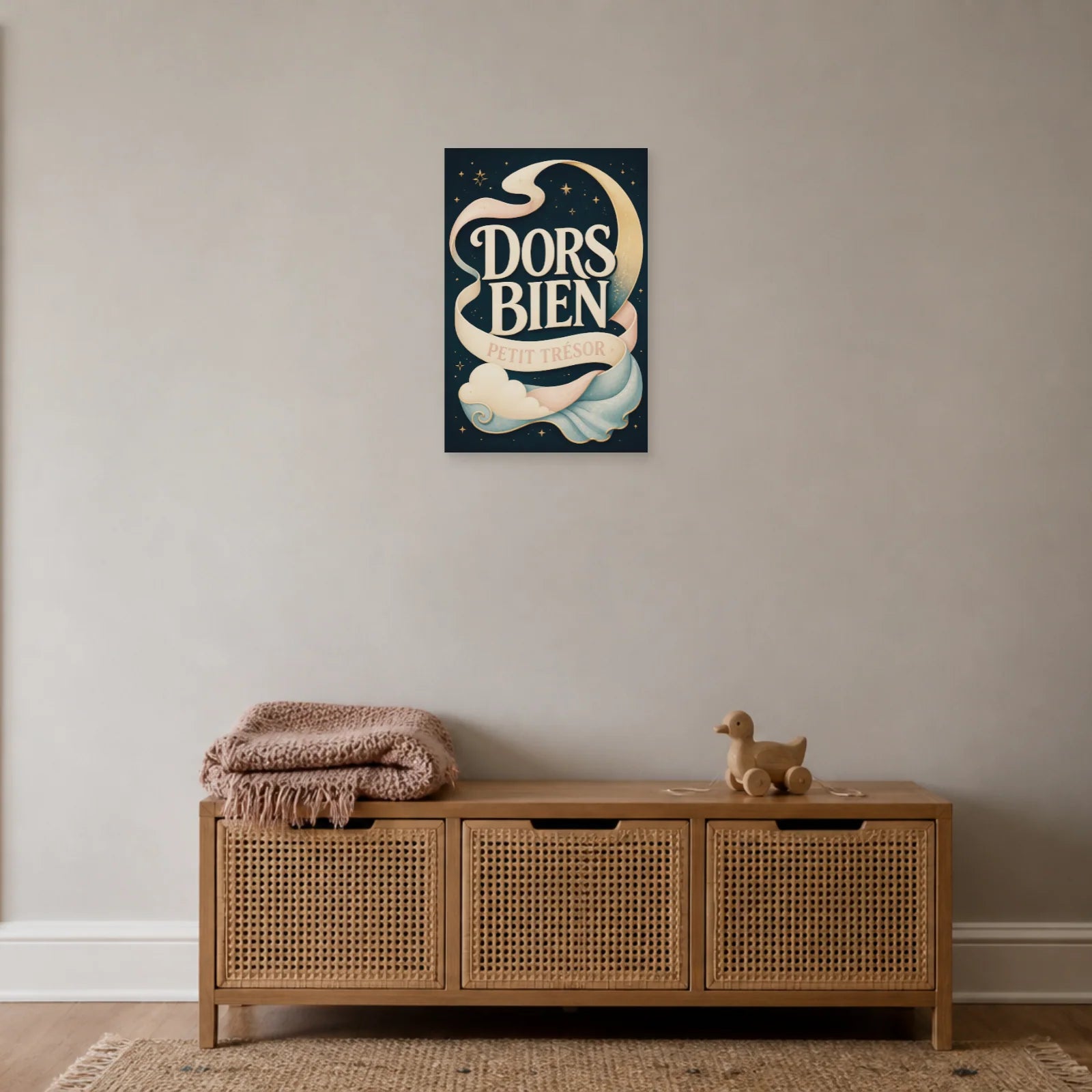 Affiche Dors Bien – Petit Trésor dans une entrée ou un couloir - Art Virtuoso