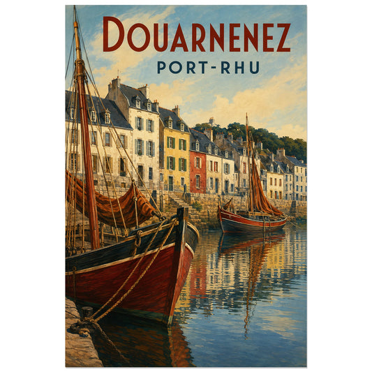 Proue rouge et maisons du Port-Rhu, affiche 30 × 45 cm