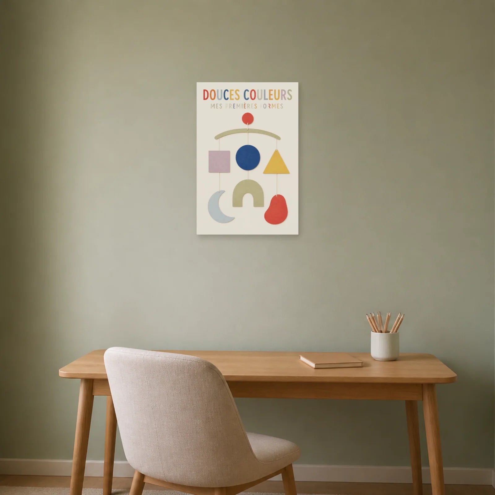 Affiche Douces Couleurs – Mes Premières Formes dans un bureau - Art Virtuoso