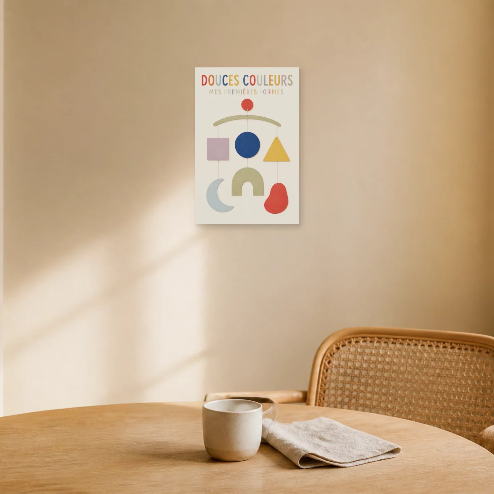 Affiche Douces Couleurs – Mes Premières Formes dans une salle à manger - Art Virtuoso
