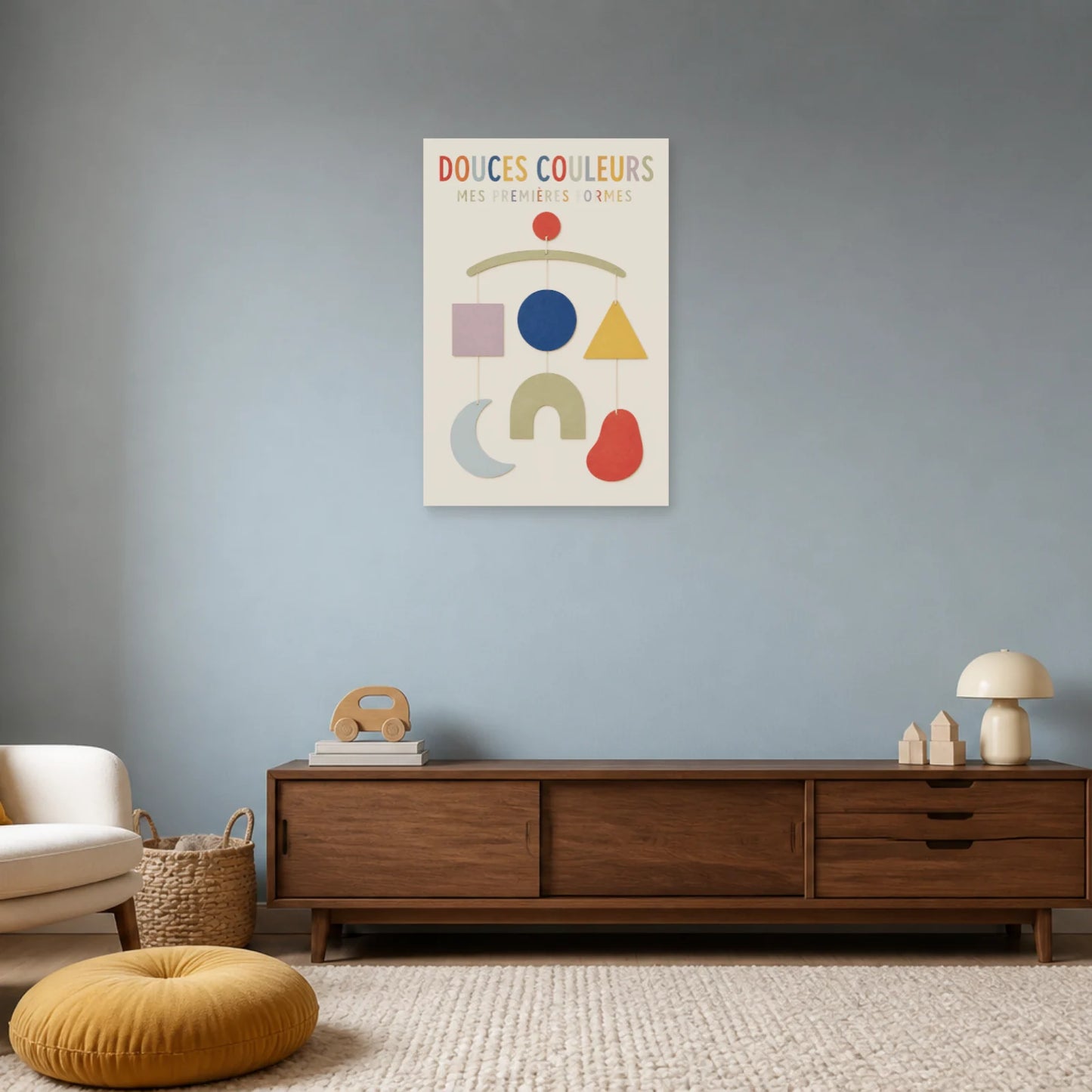Affiche Douces Couleurs – Mes Premières Formes dans un salon - Art Virtuoso