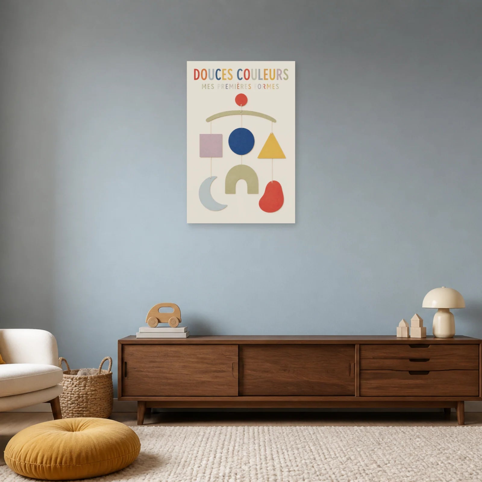 Affiche Douces Couleurs – Mes Premières Formes dans un salon - Art Virtuoso