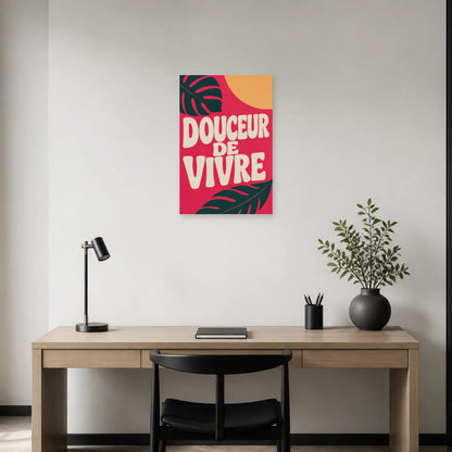Affiche Douceur de vivre – Feuillage framboise dans un bureau - Art Virtuoso