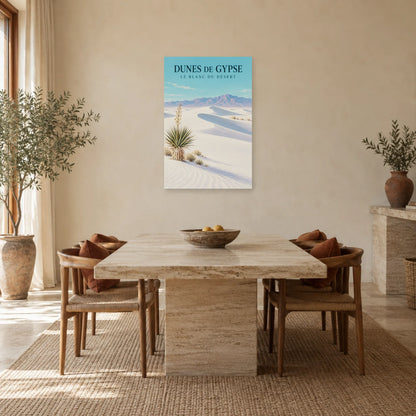 Affiche Dunes de gypse – Le blanc du désert dans une salle à manger - Art Virtuoso