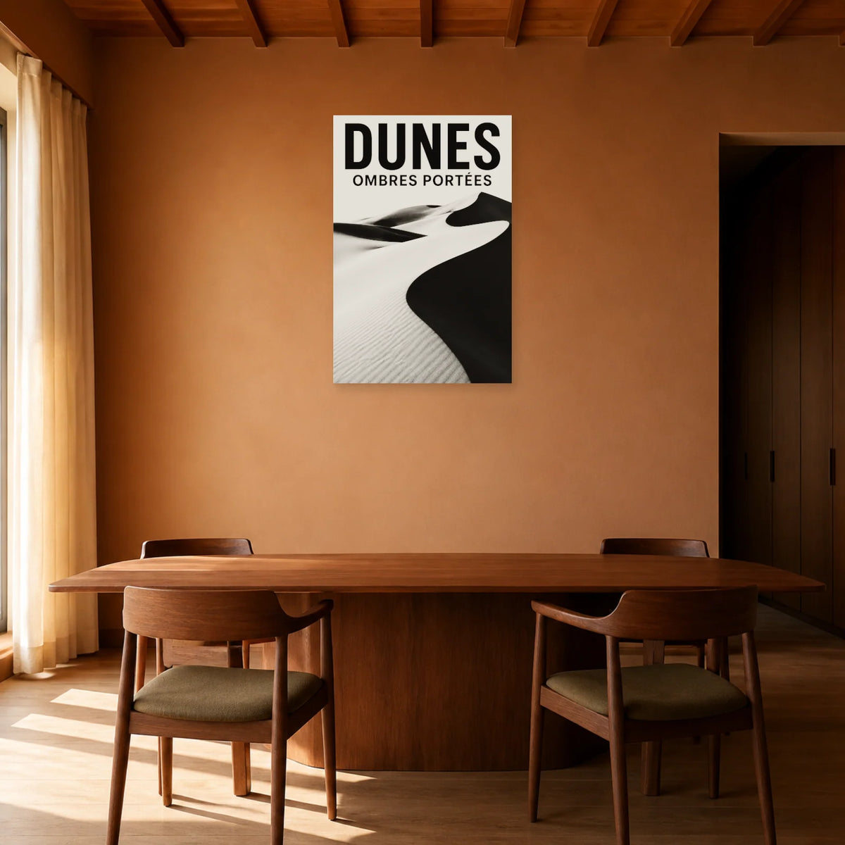 Affiche Dunes – Ombres Portées dans une salle à manger - Art Virtuoso