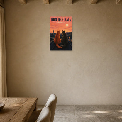 Affiche Duo de Chats – Complices dans une entrée ou un couloir - Art Virtuoso