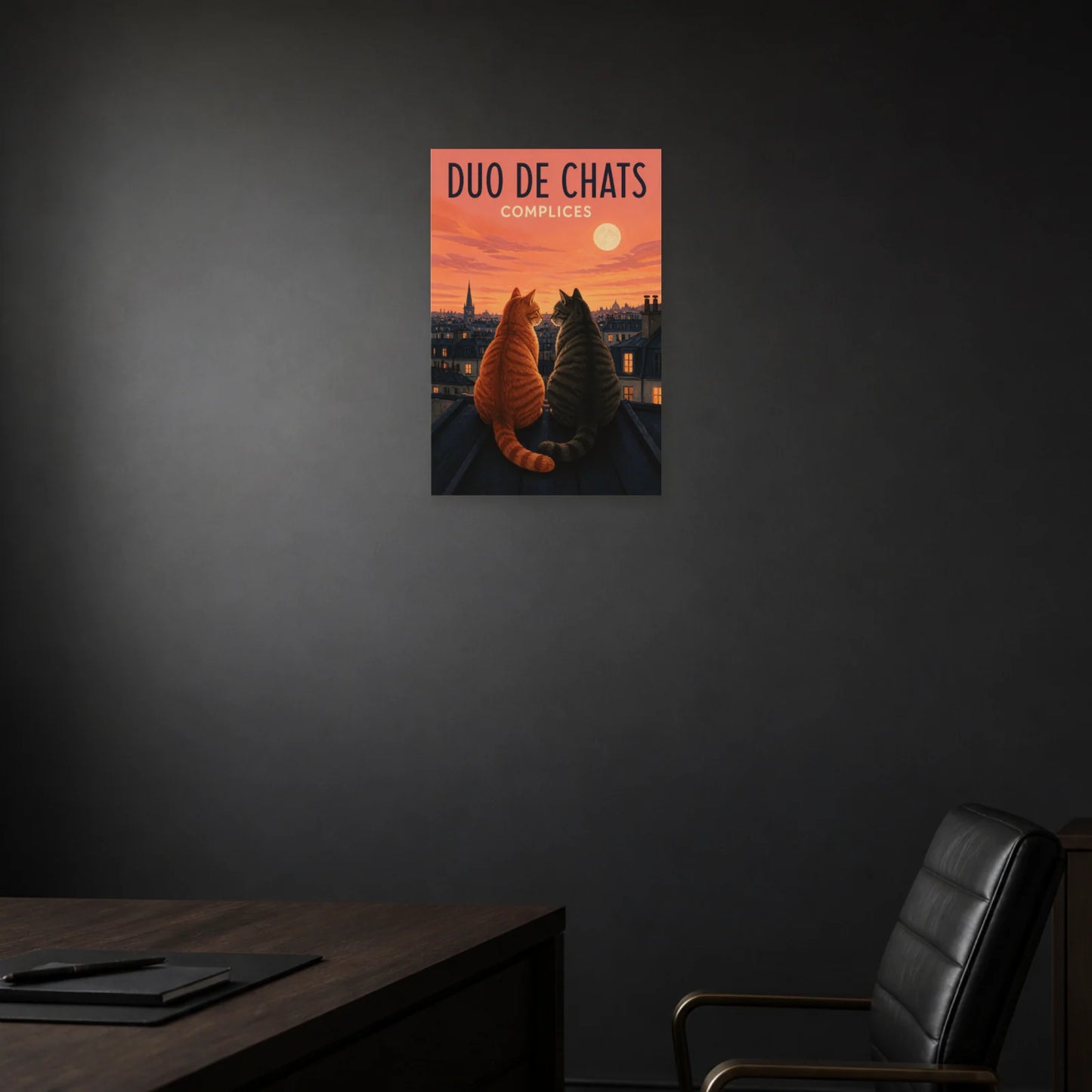 Affiche Duo de Chats – Complices dans une salle à manger - Art Virtuoso