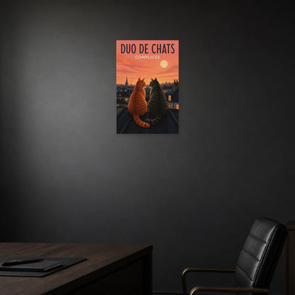 Affiche Duo de Chats – Complices dans une salle à manger - Art Virtuoso