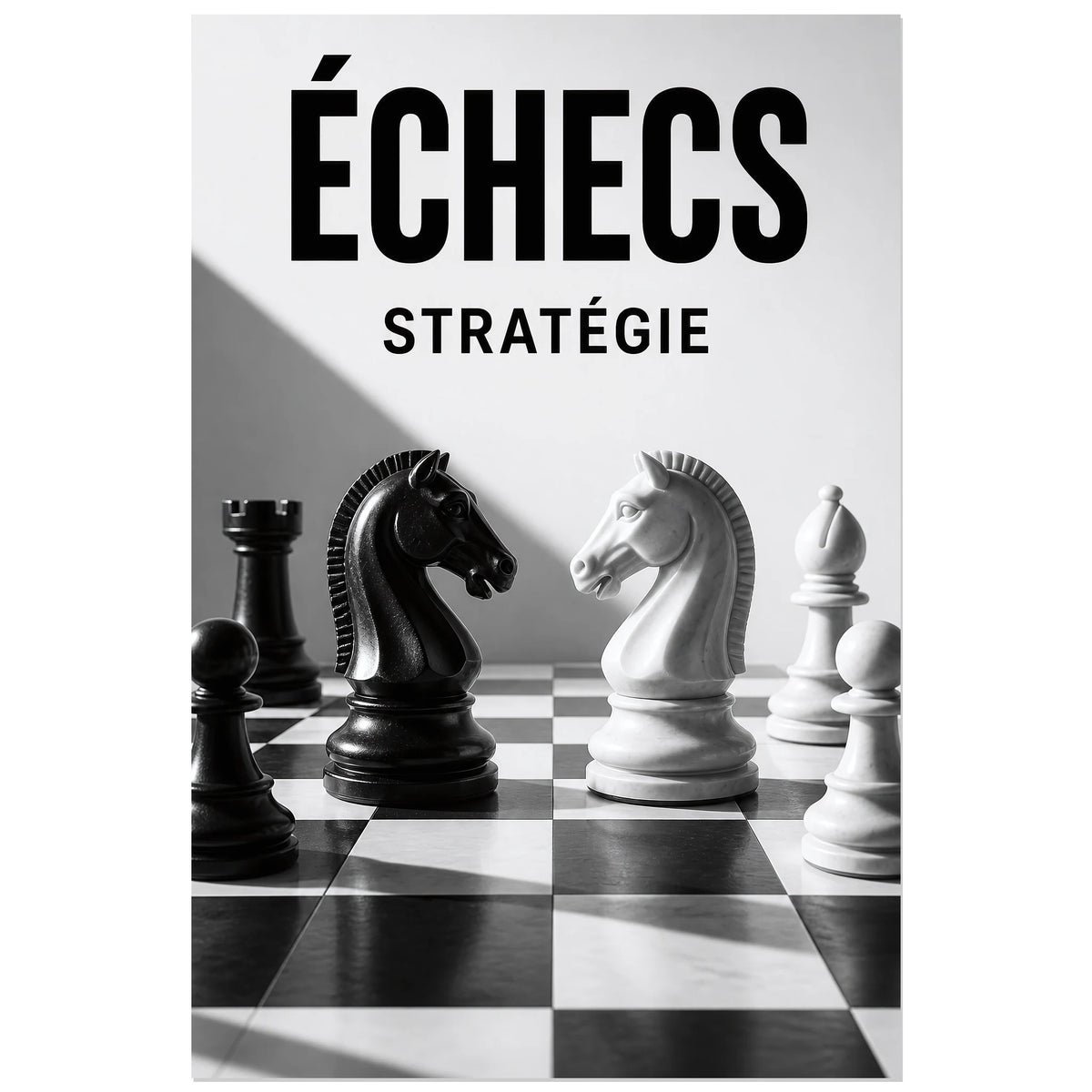 Affiche Échecs – Stratégie, photographie de nature morte graphique verticale, format 60 × 90 cm