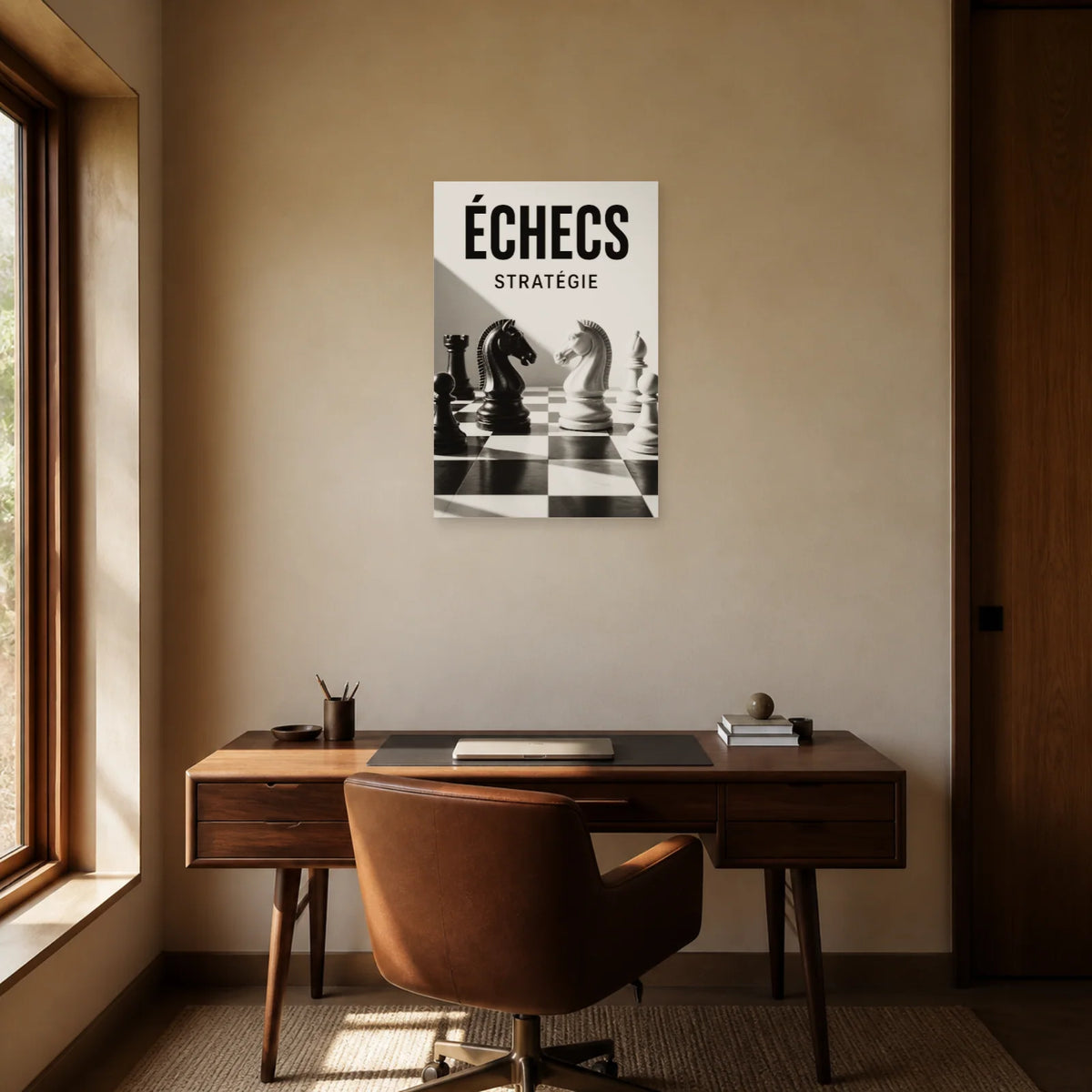 Affiche Échecs – Stratégie dans un bureau - Art Virtuoso