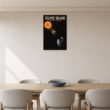 Affiche Éclipse Solaire – Ombre et Alignement dans une salle à manger - Art Virtuoso