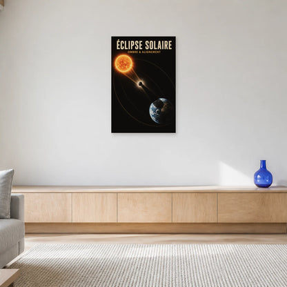 Affiche Éclipse Solaire – Ombre et Alignement dans un salon - Art Virtuoso