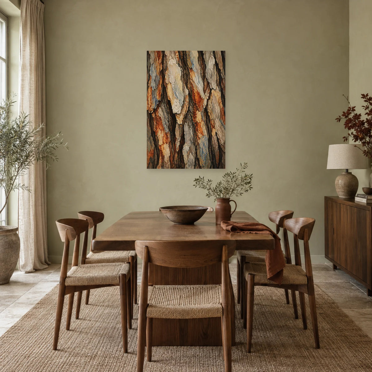 Affiche Écorce – Relief graphique dans une salle à manger - Art Virtuoso