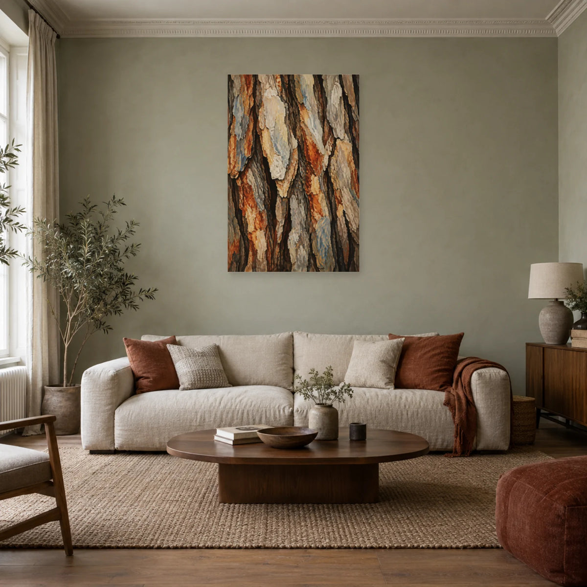 Affiche Écorce – Relief graphique dans un salon - Art Virtuoso
